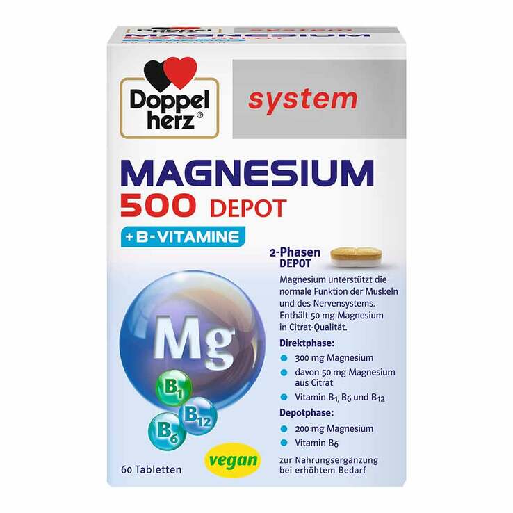 Doppelherz Magnesium 500 Depot system Tabletten, 60 St