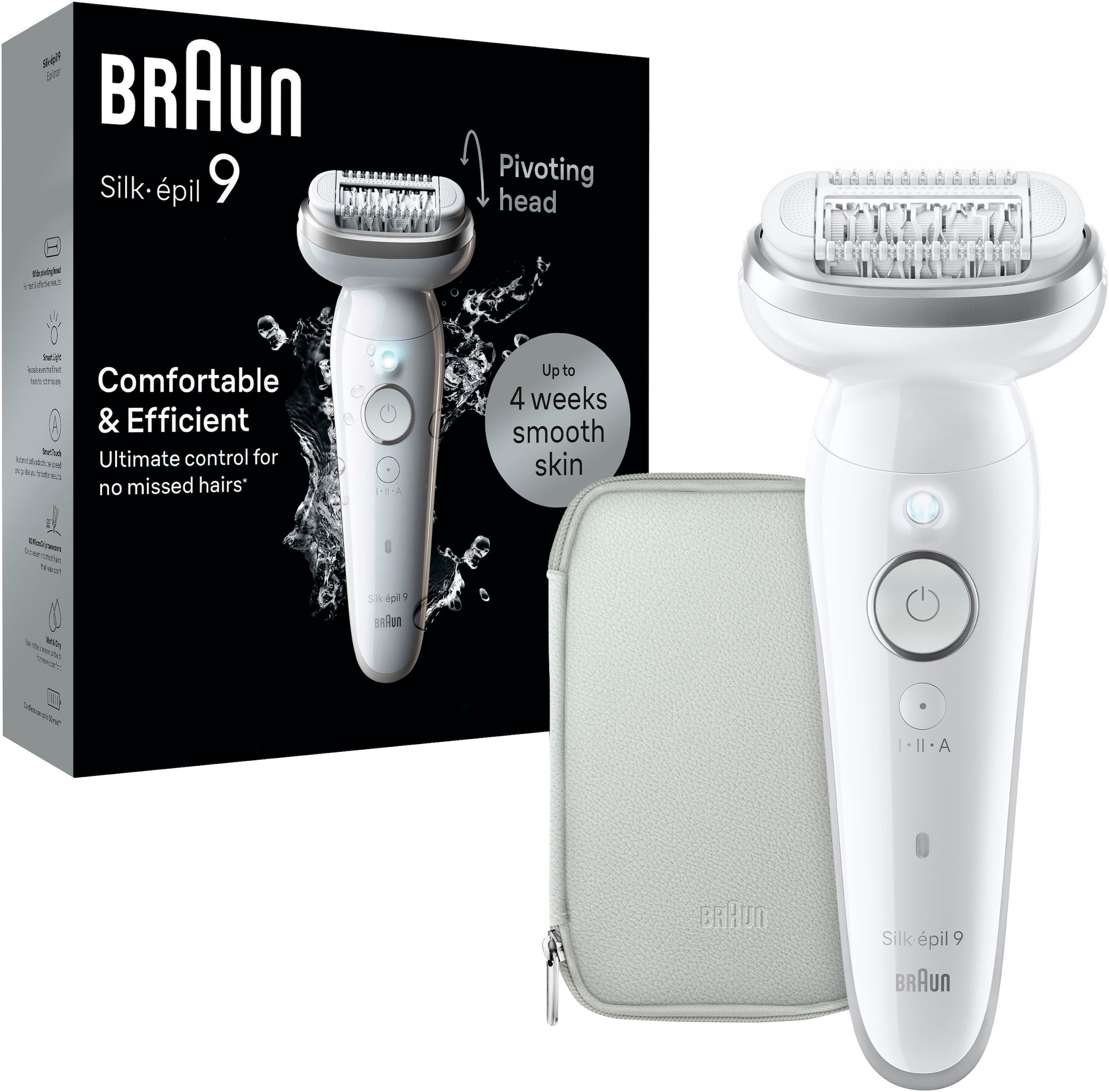 Braun Epilierer »Silk-épil 9 9-011« mit schwenkbarem Kopf, Massagerollenaufsatz & Etui