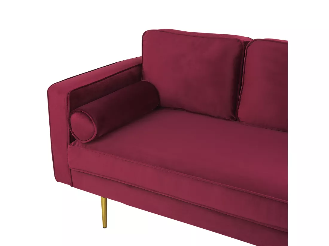 Chaise longue en velours rouge foncé côté droite MIRAMAS