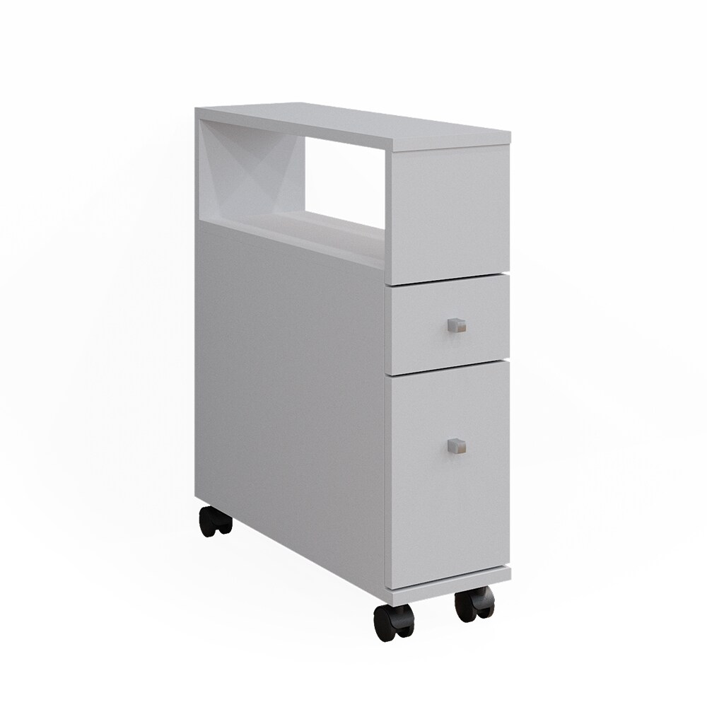 Vicco Badschrank Fynn Weiß 18 x 62 cm 2 Schubladen