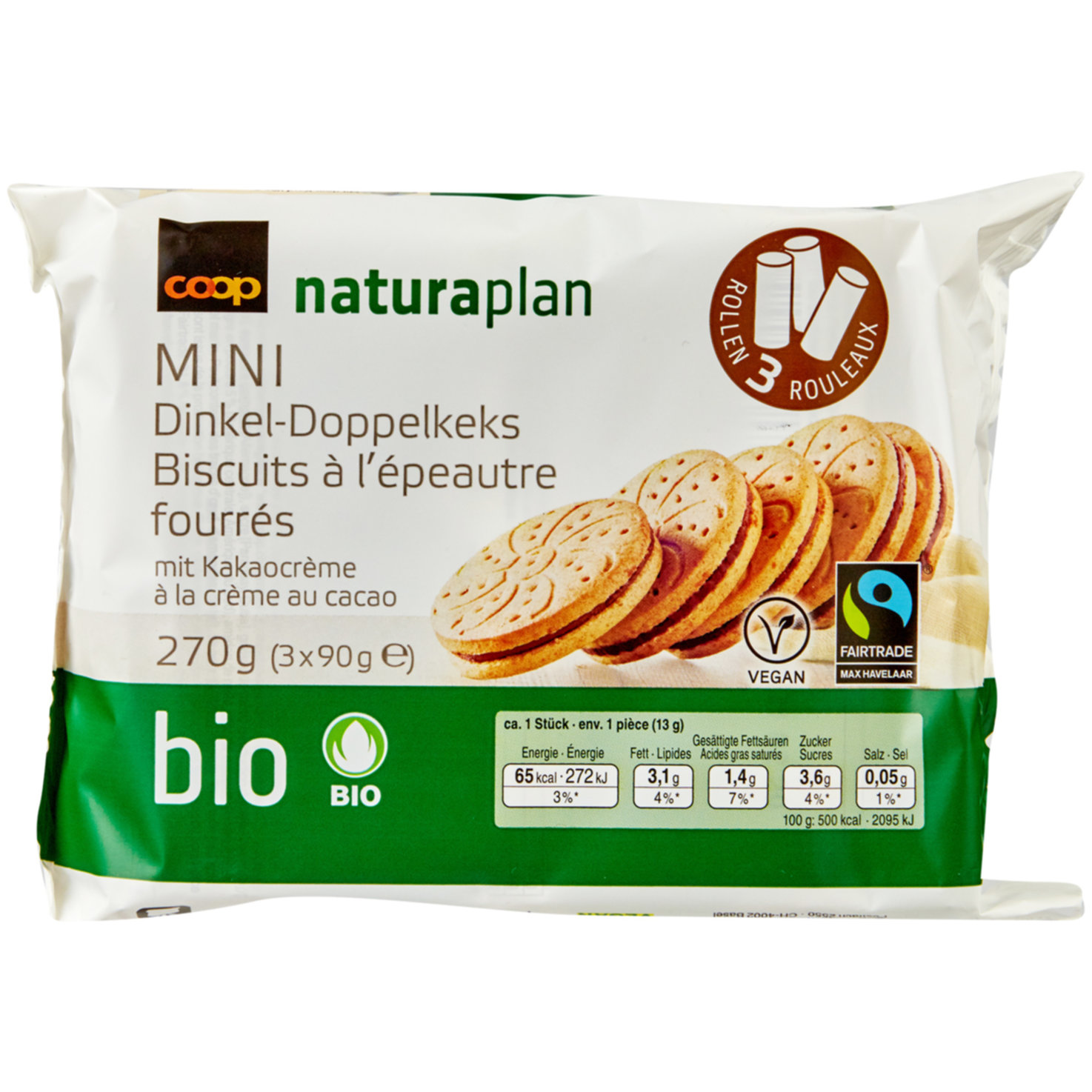 Naturaplan Bio Fairtrade Doppelkeks mit Kakaocreme 3x90g