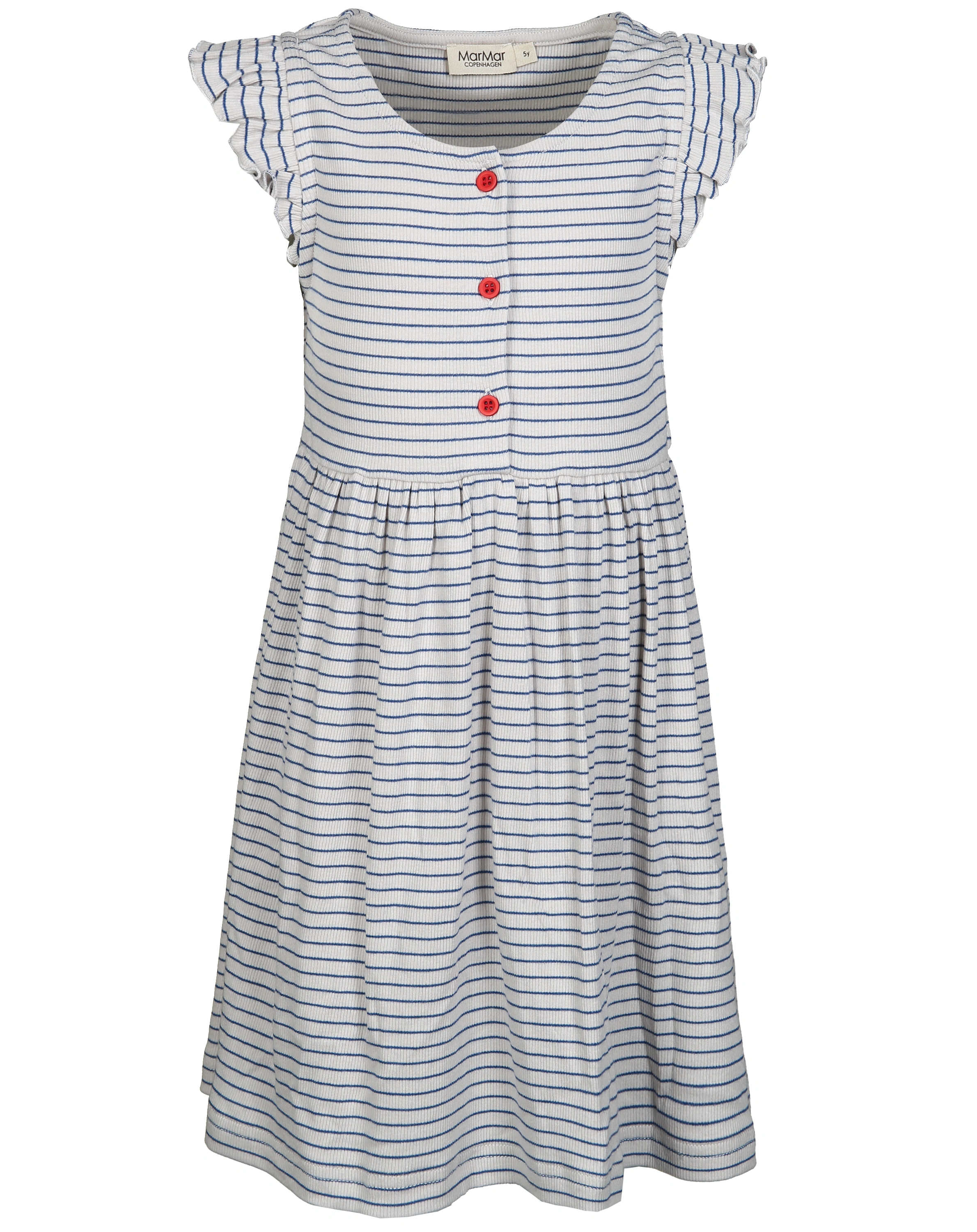 Kurzarmkleid DOVA FRILL STRIPE in space blue