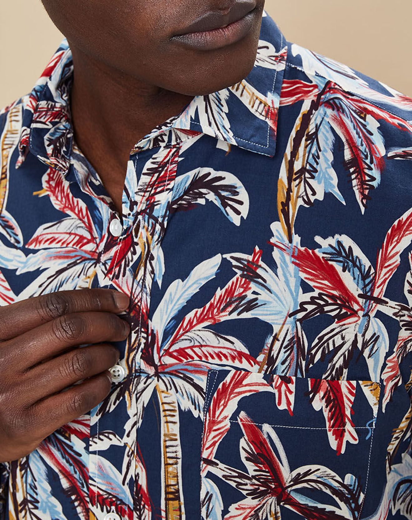 Hartford Chemise Regular Fit Paul imprimée marine/multicolore