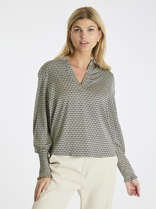 Neo Noir Landa Graphic Pattern Blouse Black