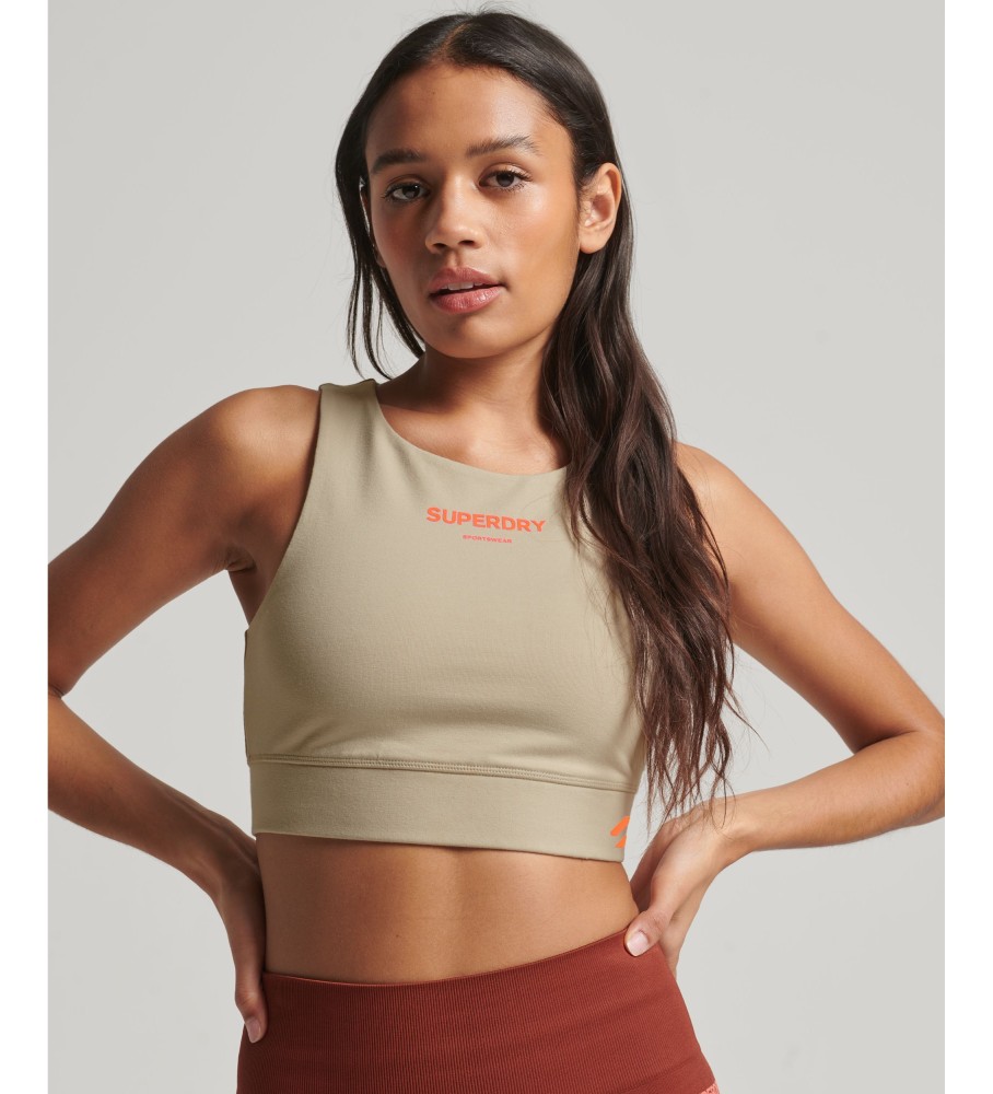 Sutiã esportivo Superdry Core de algodão orgânico bege