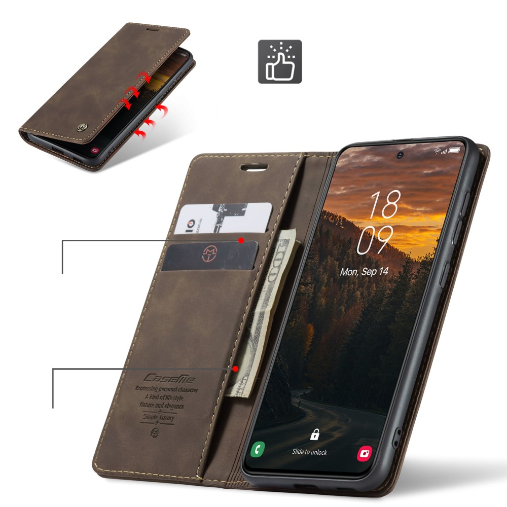 Samsung Galaxy S25  Plus Leder Tasche Flip Wallet Etui mit Kartenfächern - Dunkelbraun