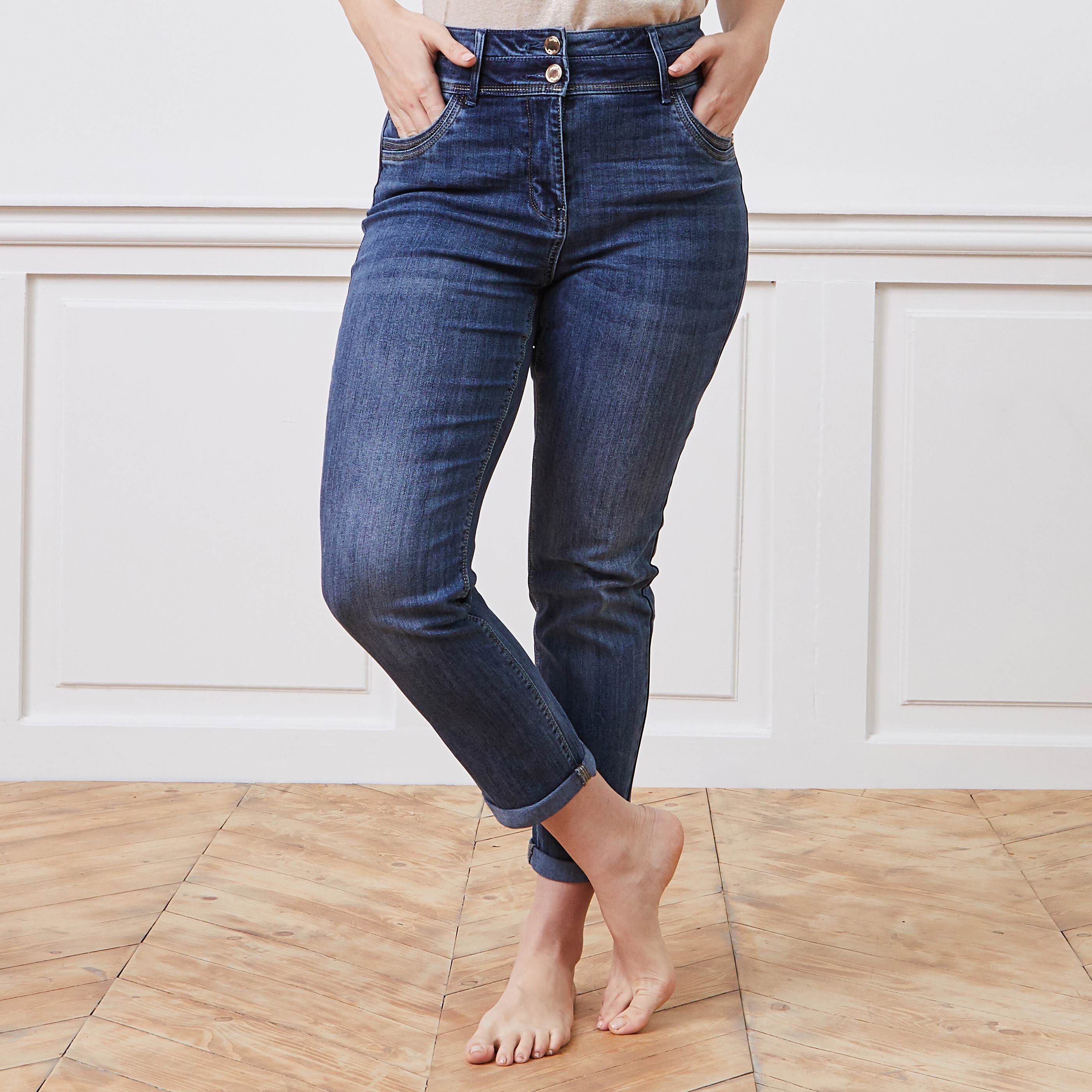 Jean raccourci taille haute HANOI femme - STONE