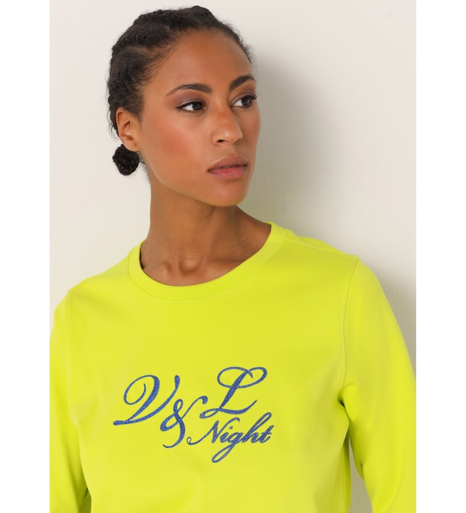 Moletom Victorio & Lucchino, V&L com bordado de corrente em lurex amarelo