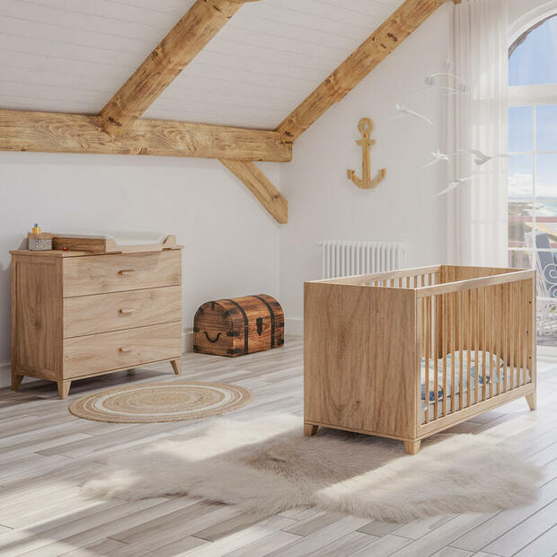 Chambre DUO Lit 60x120 + Commode NAÏA BOIS Naturel - THEO