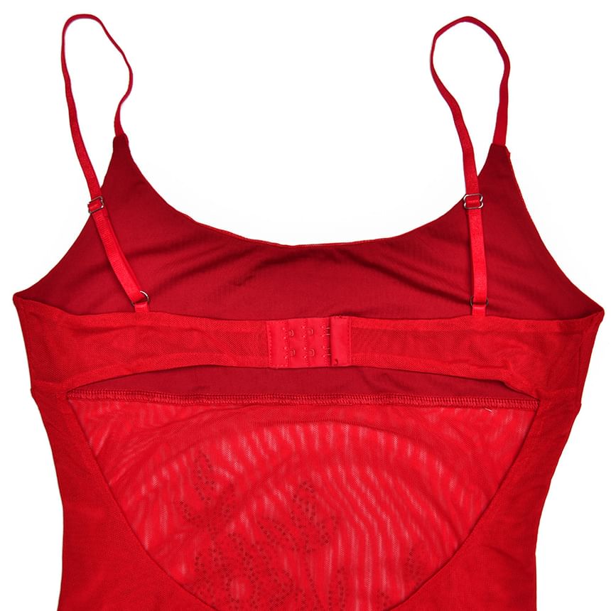 Vanduous - Spaghettibandjes Scoop Neck Effen Mini Bodycon Jurk
