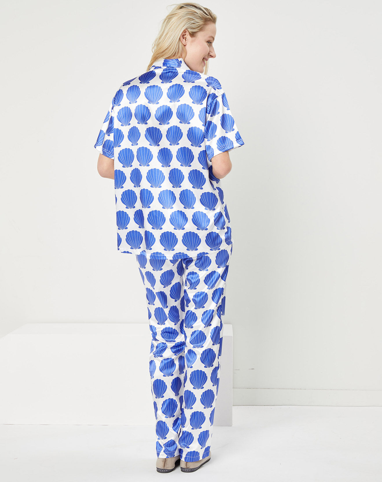 Quartier Latin Pyjama satiné Olivia imprimé blanc/bleu