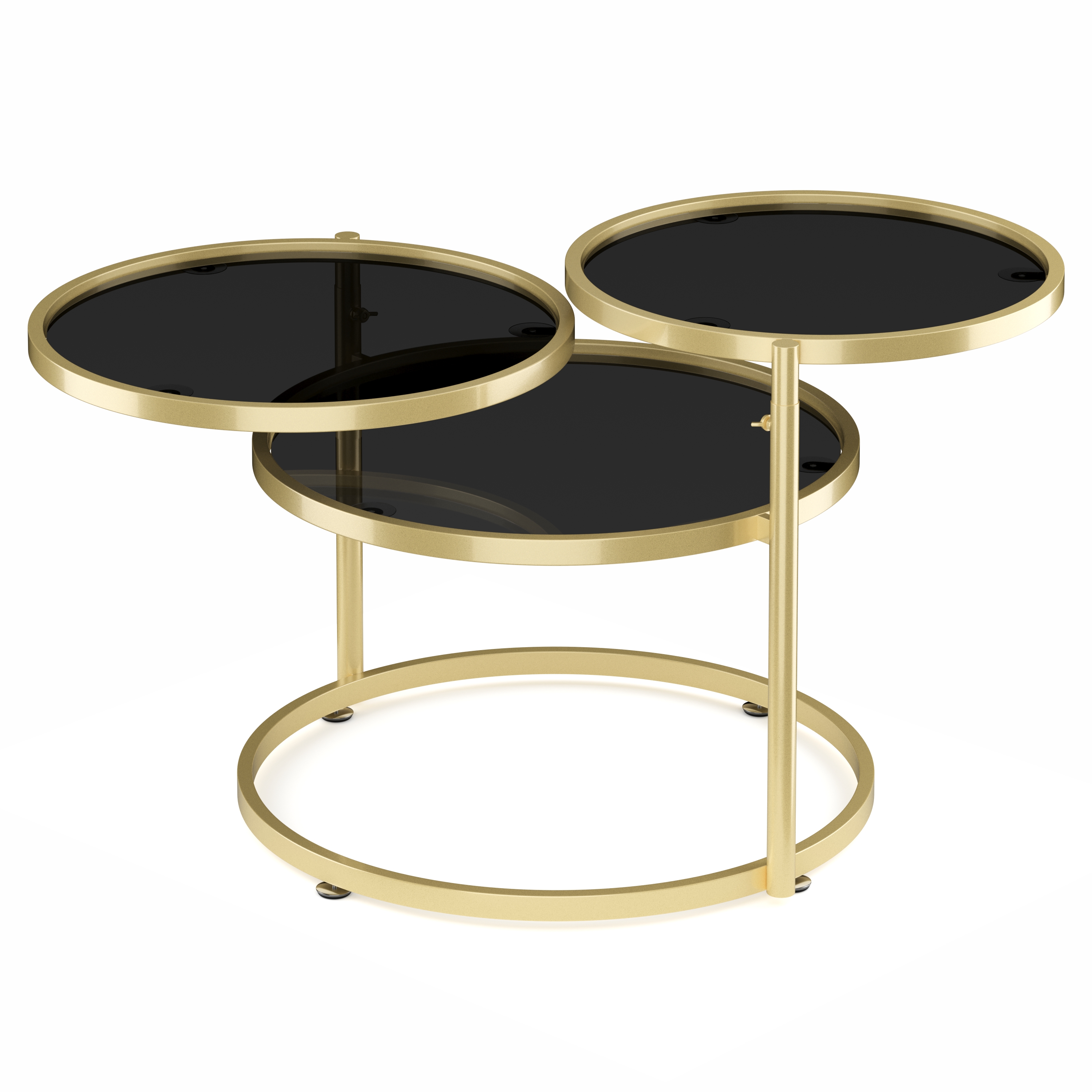 Beistelltisch mit 3 Tischplatten LOREDANA rund schwarz/gold