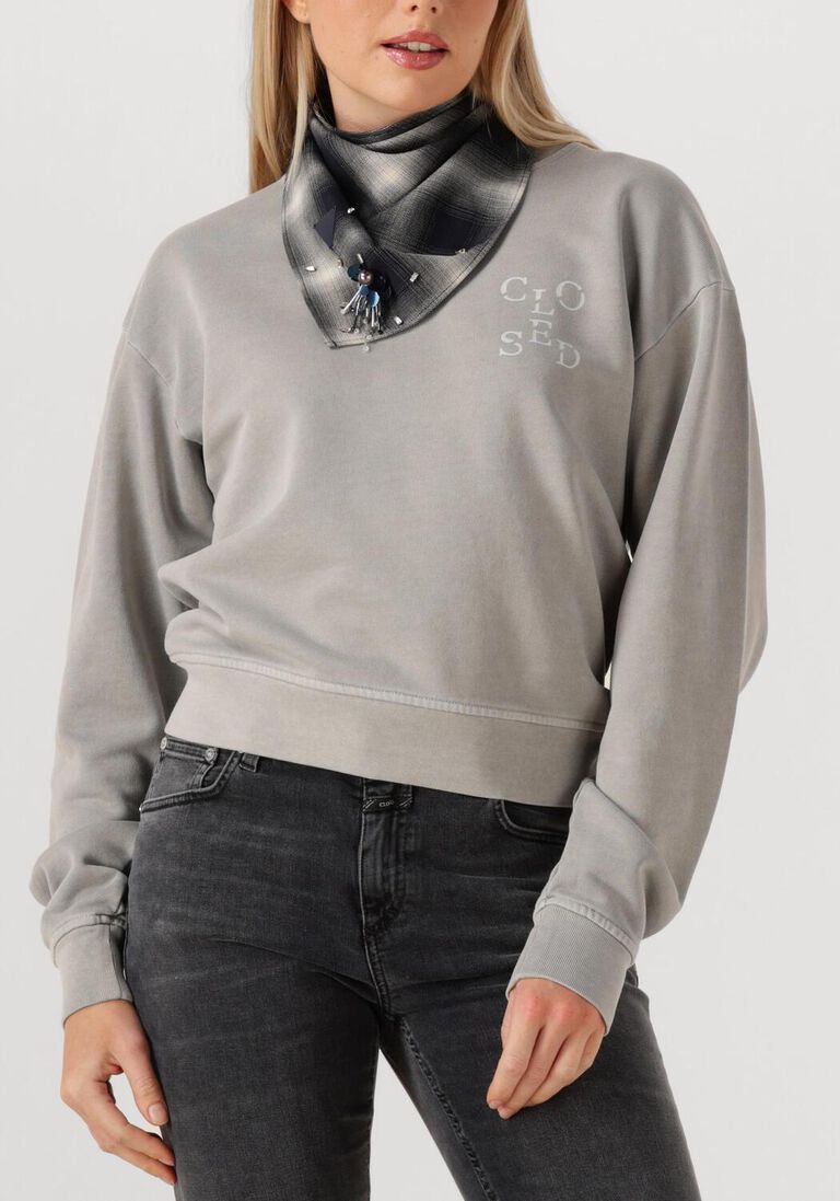 lichtgrijze closed sweater printed sweat shirt