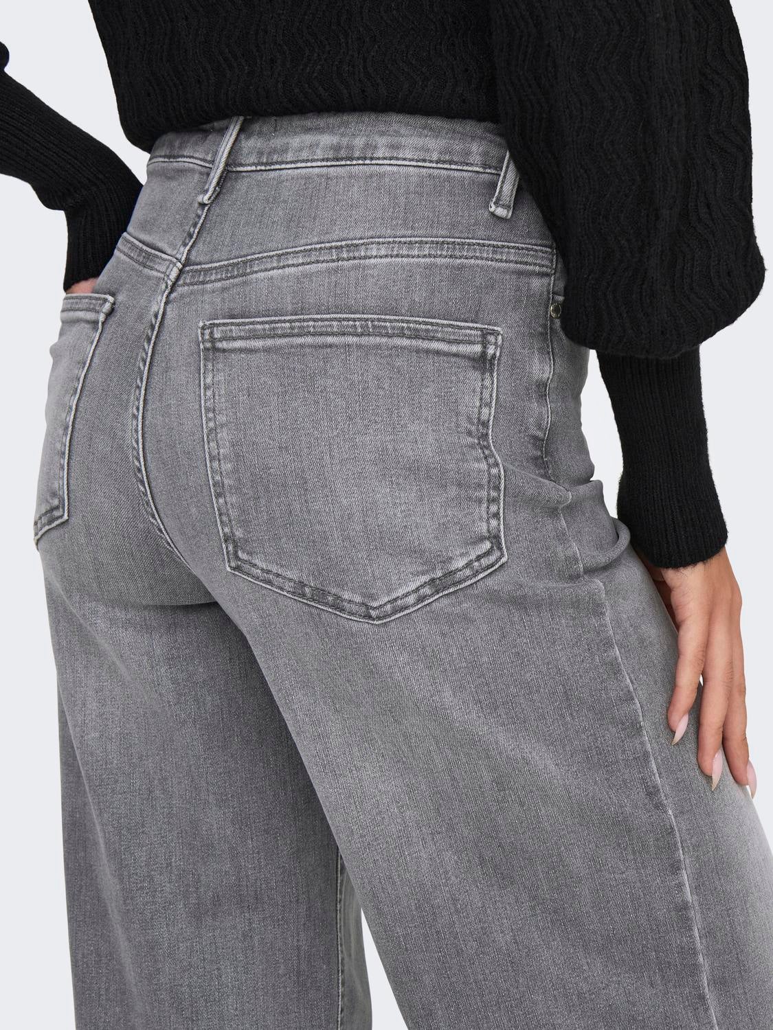 ONLMADISON Hohe Taille Weiter Beinschnitt Jeans Light Grey Denim