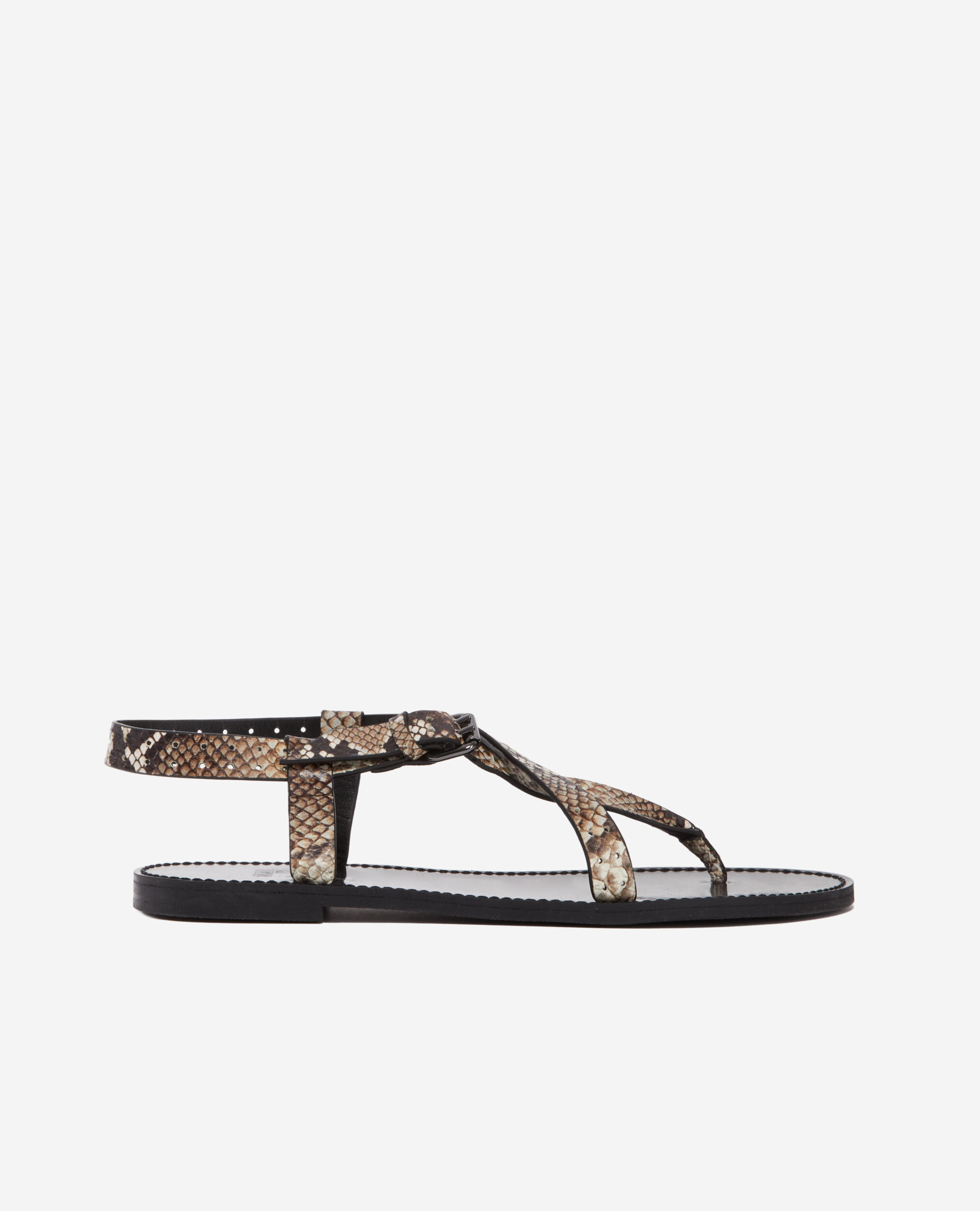 Sandales plates en cuir python