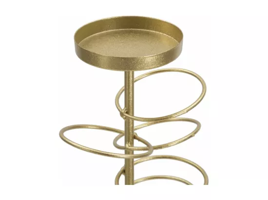 Support de Bougie Élégant en Métal Doré avec Base en Marbre - Porte-bougie Rings 14x13x50,5 cm, Design Géométrique Chic et Raffiné