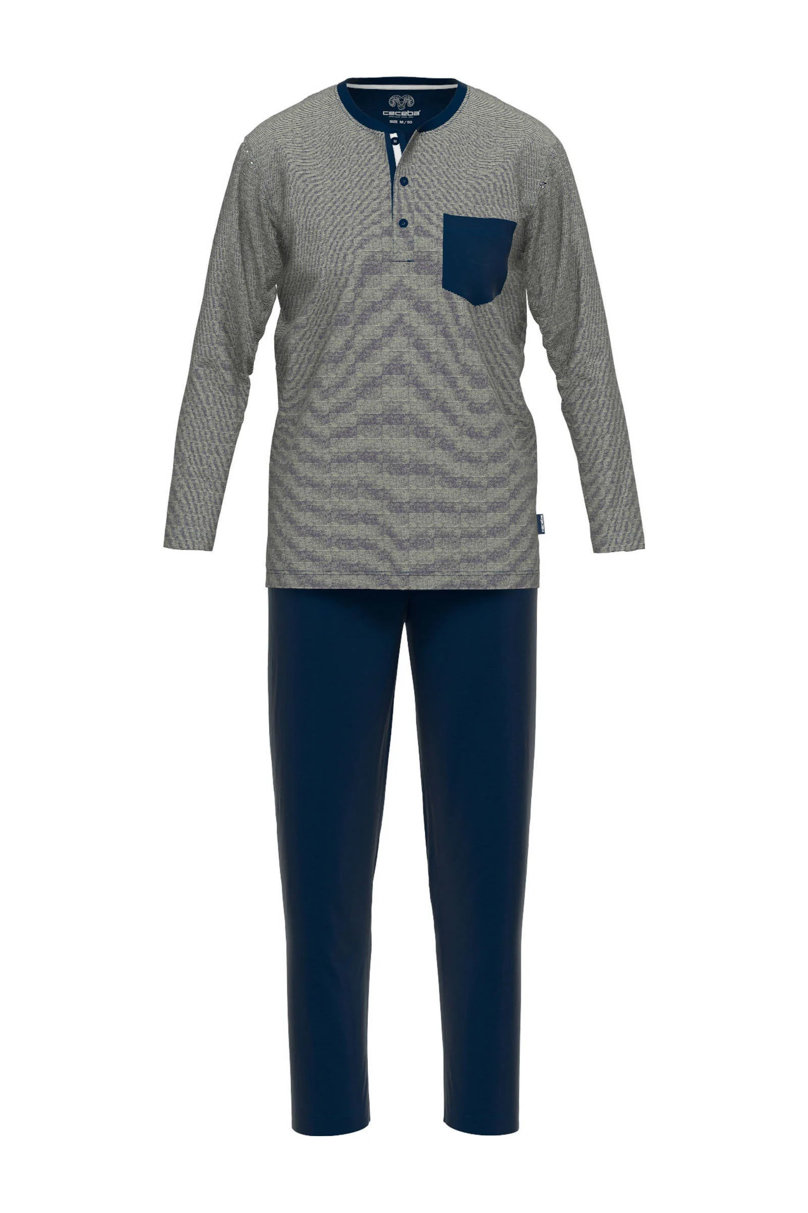 Ceceba +size pyjama grijs/donkerblauw