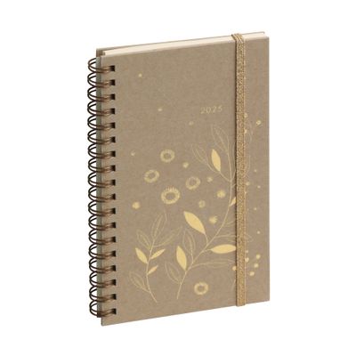 Agenda de poche spiralé Végétal Espace 16S - 1 semaine sur 2 pages - 9 x 16 cm - kraft - Exacompta