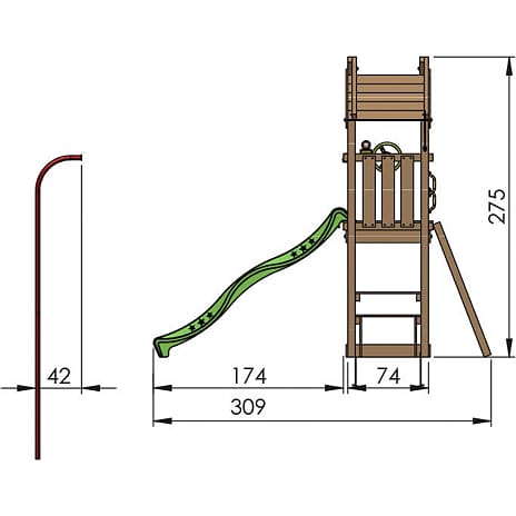 Jungle Gym Totem Legetårn komplet inkl. rød rutsjebane
