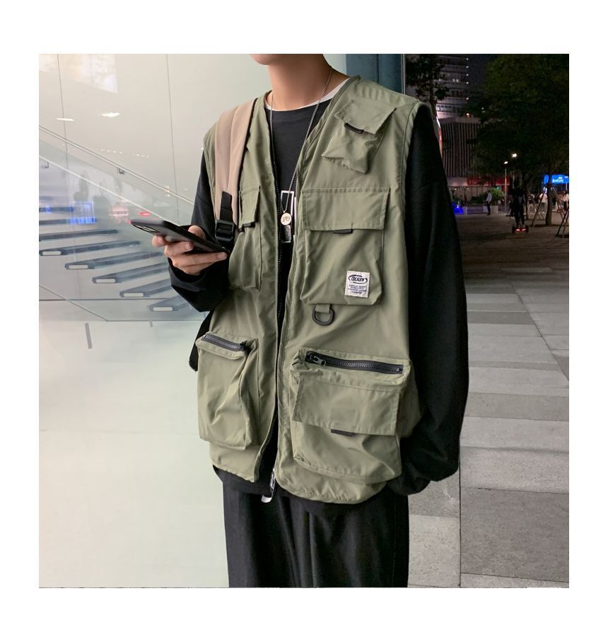 Bay Go Mall - Utility vest met letters en rits
