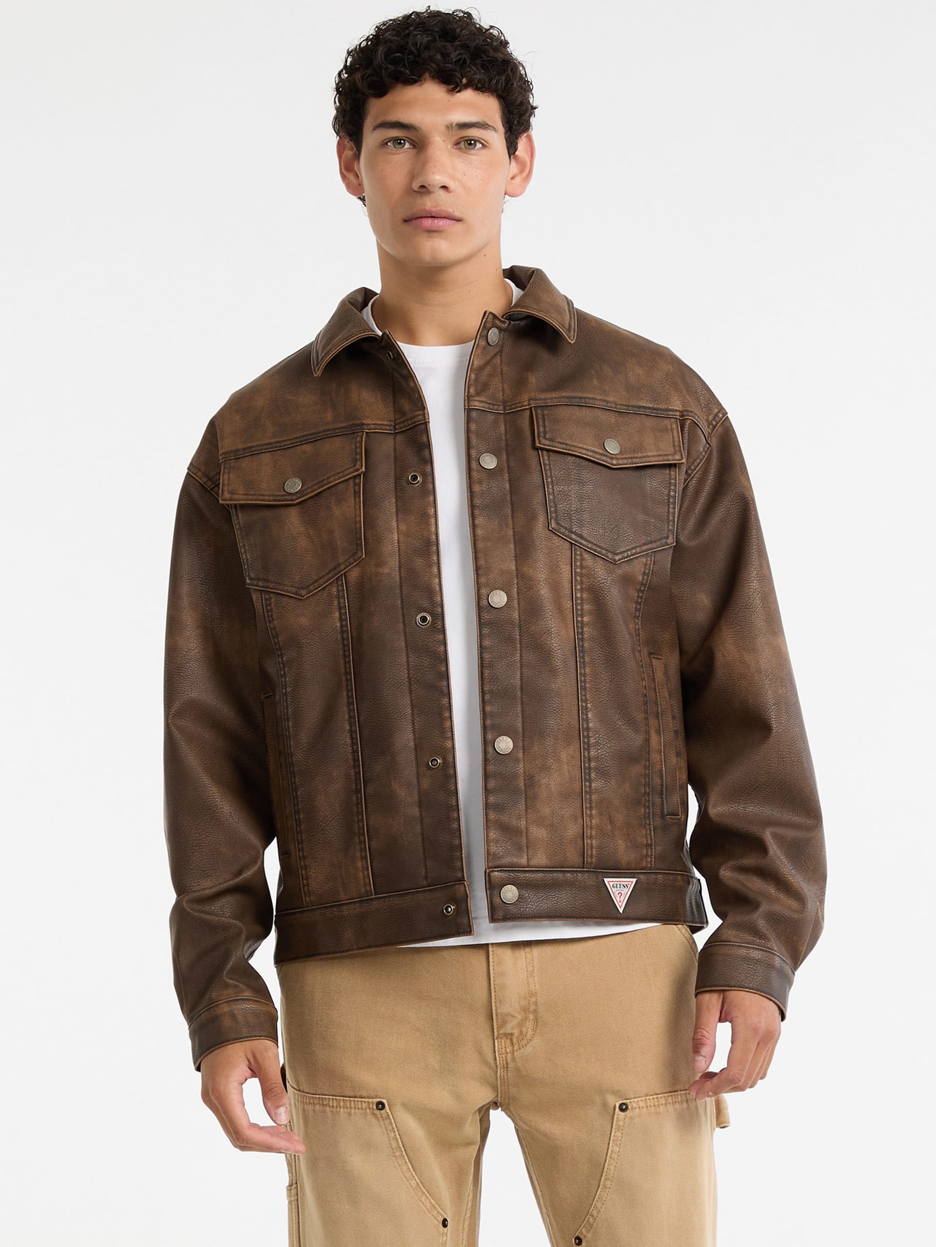 Jaqueta Trucker de Couro Sintético GUESS Originals