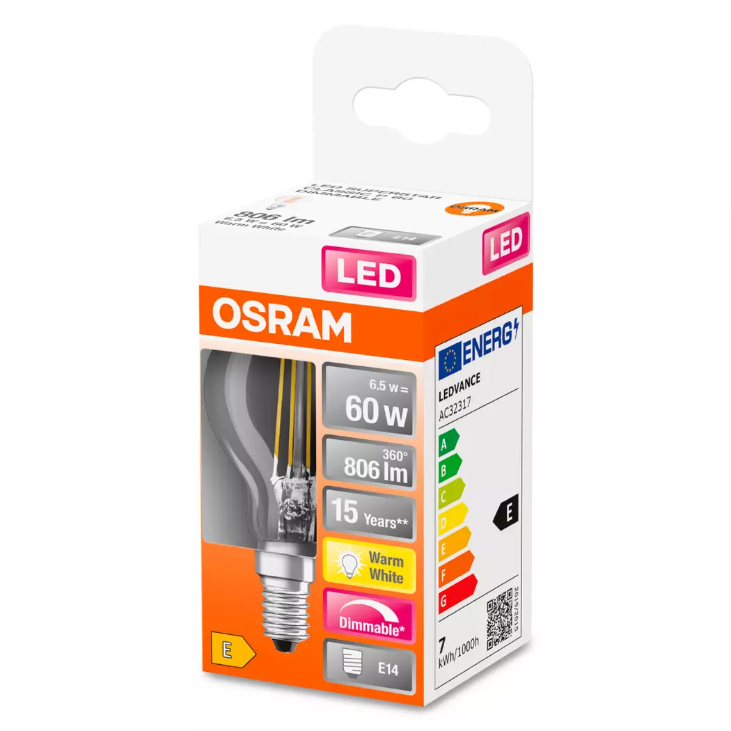 LED-Birne klar E14/ 5,5Watt/ Energie E