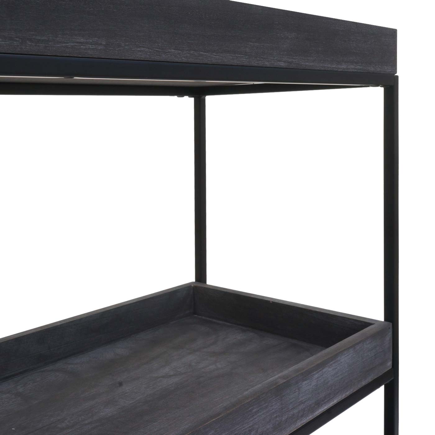 Regal MCW-K71, Standregal Pflanzregal Bücherregal, Holz Metall 3 Ablagen 90x100x35cm ~ dunkelgrau