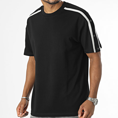 Tee Shirt Oversize Large A Bandes Noir