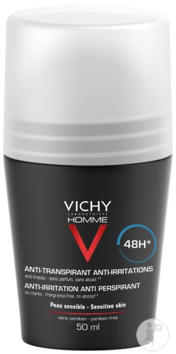 Vichy Homme Déodorant Anti-Transpirant Anti-Irritations Peaux Sensibles Roll-On 50ml
