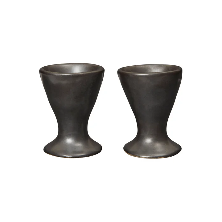 Ferm Living - Flow Eierbecher, schwarz (2er Set)