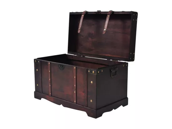 Coffre de rangement portable bois marron Canvas