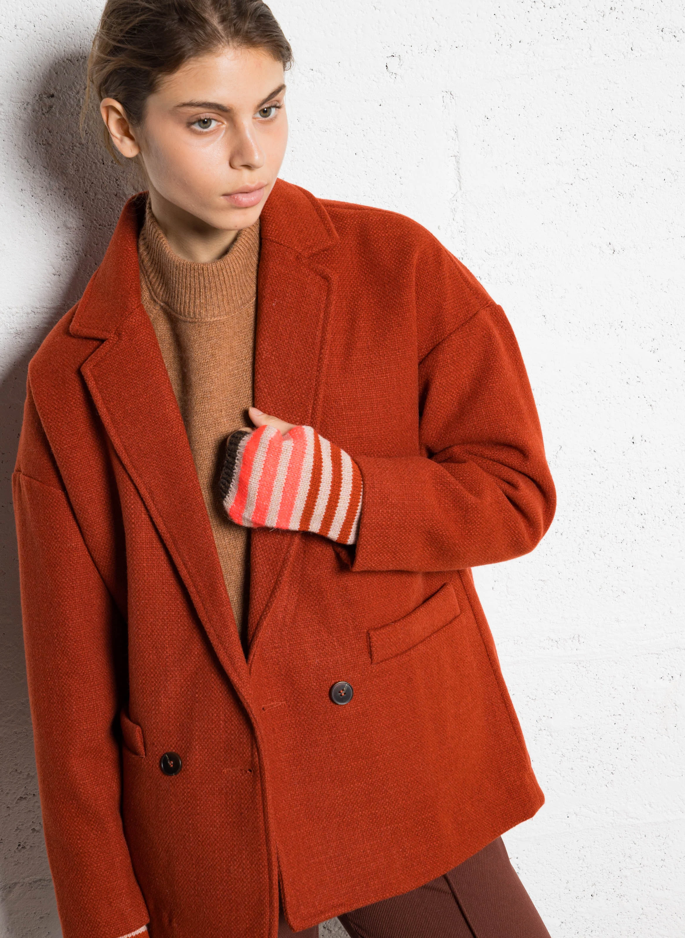 Veste droite col tailleur| Rouge