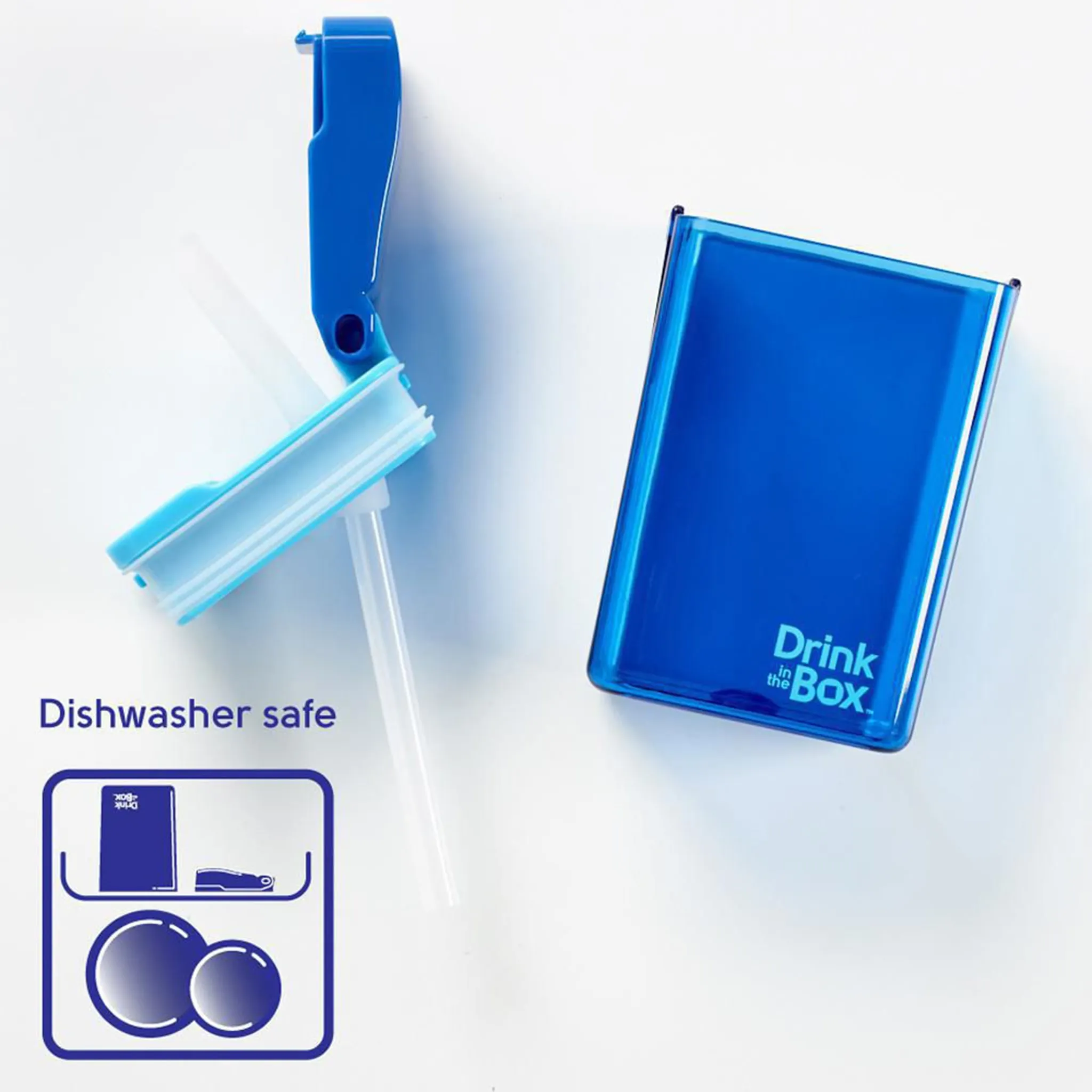 Drink in the Box Contenant avec Paille 8oz- Bleu
