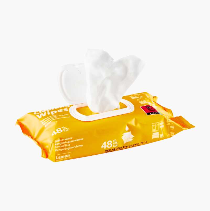 Rengjøringsservietter, sitron, 48-pk.