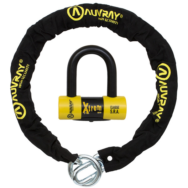 Auvray - Chaîne X.Lock 120 Lasso + Bloque Disque Xtrem Mini Noir / Jaune