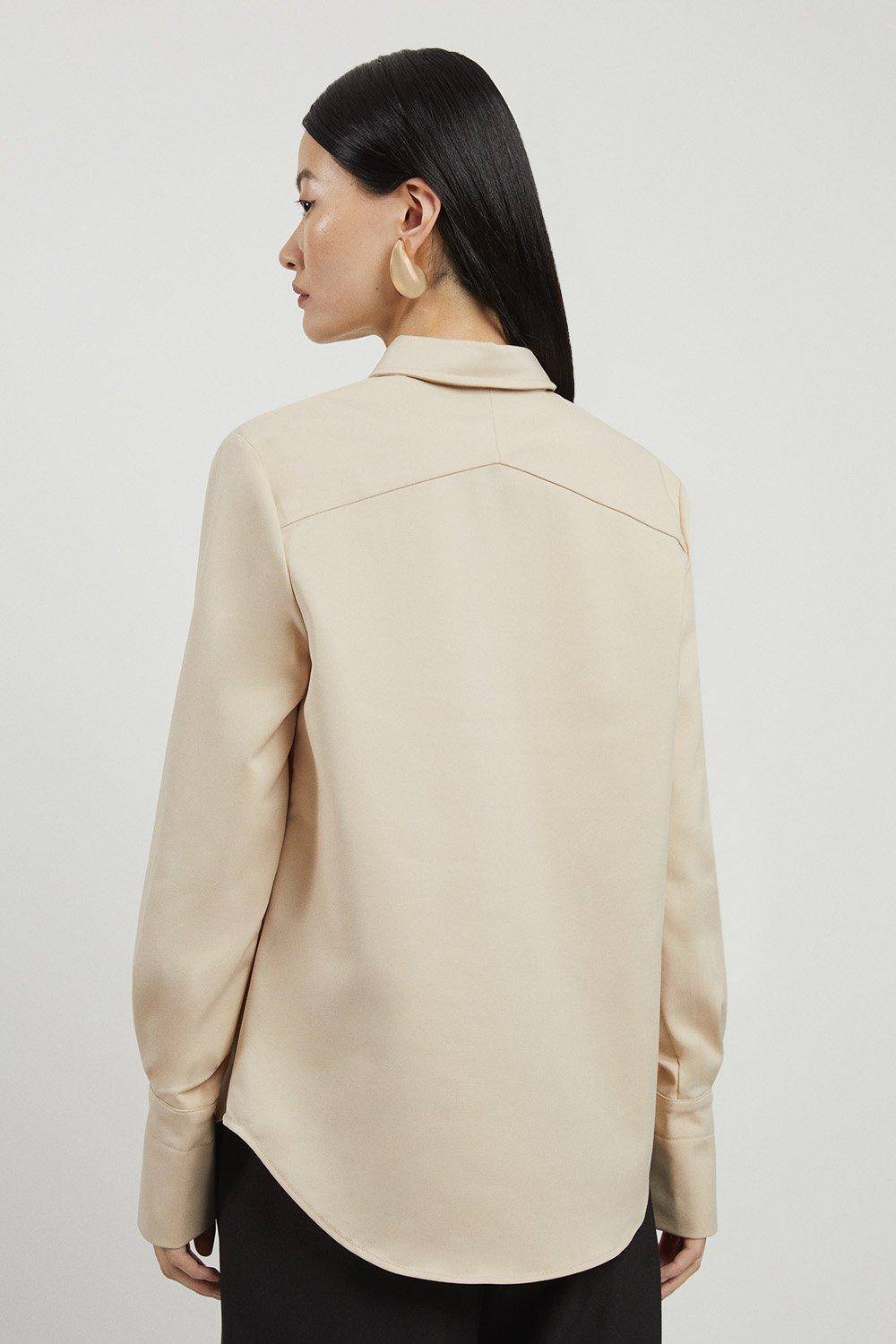 KarenMillen Chemise tissée Techno Cotton avec fermoirs dorés