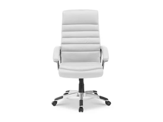 Chaise de bureau JOHN – PU blanc – Hauteur réglable 115-125 cm – Style élégant et ergonomique