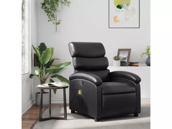 Fauteuil de massage inclinable Noir Similicuir