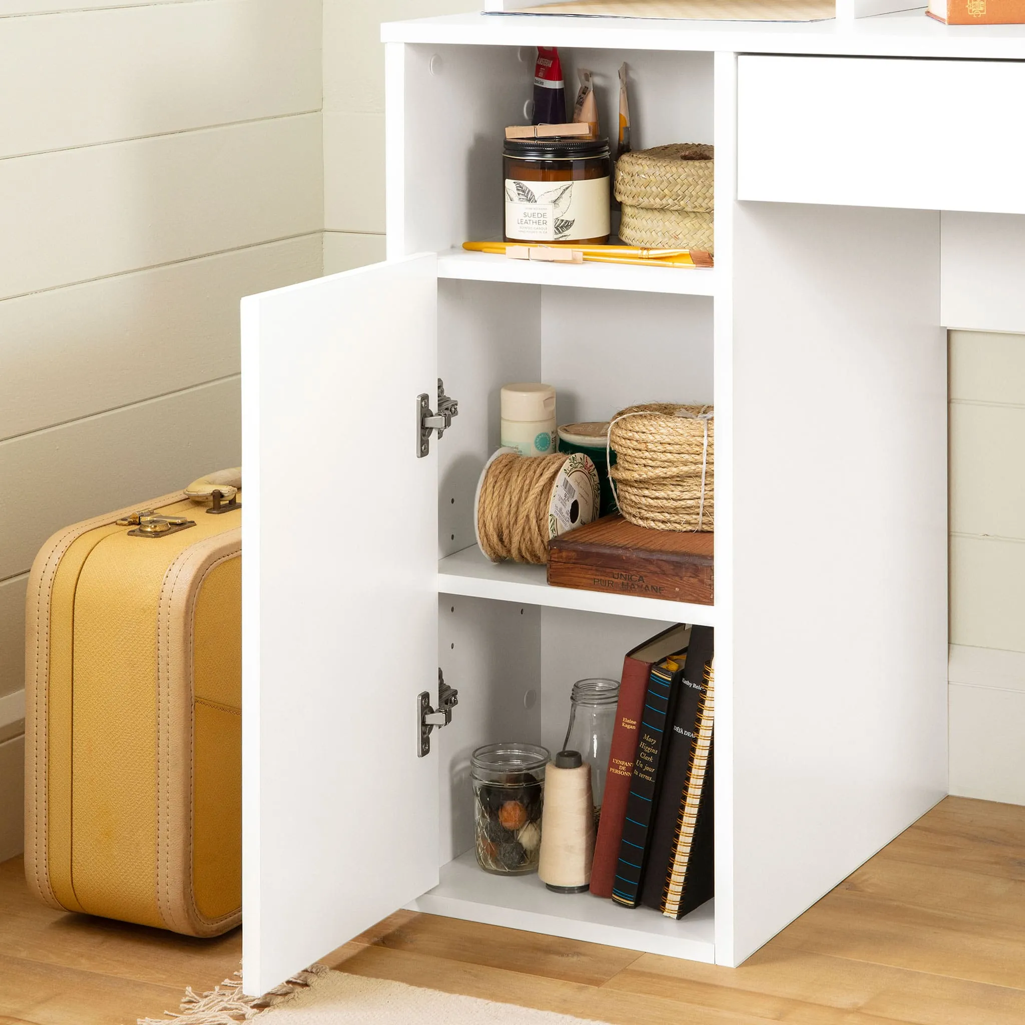 South Shore Table de Bricolage avec Huche - Crea Blanc solide