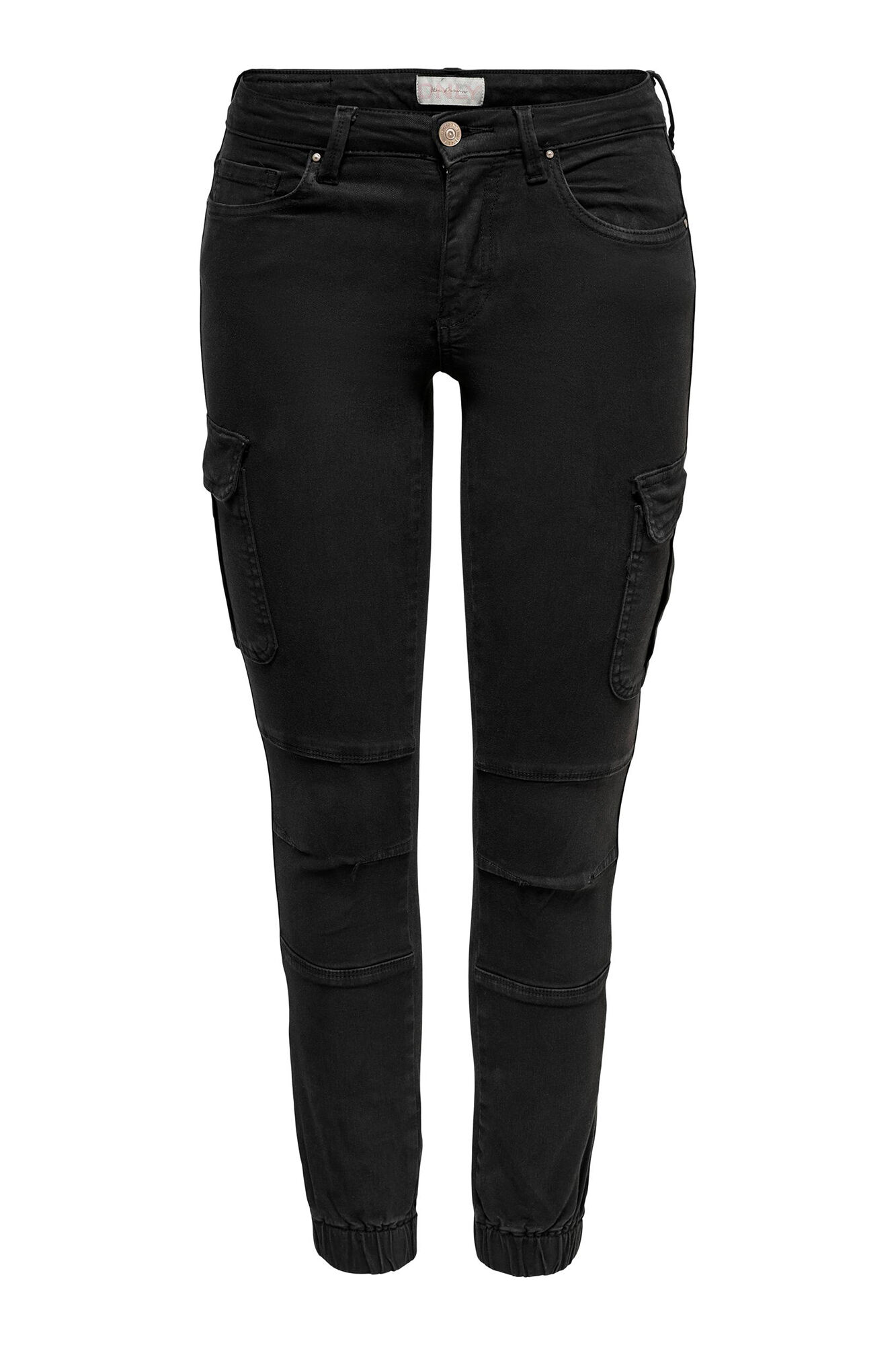 Calça jeans estilo cargo com bolsos laterais