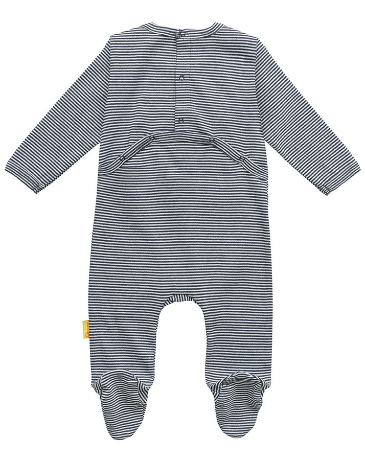 Strampler BASIC mit Fuß geringelt in navy