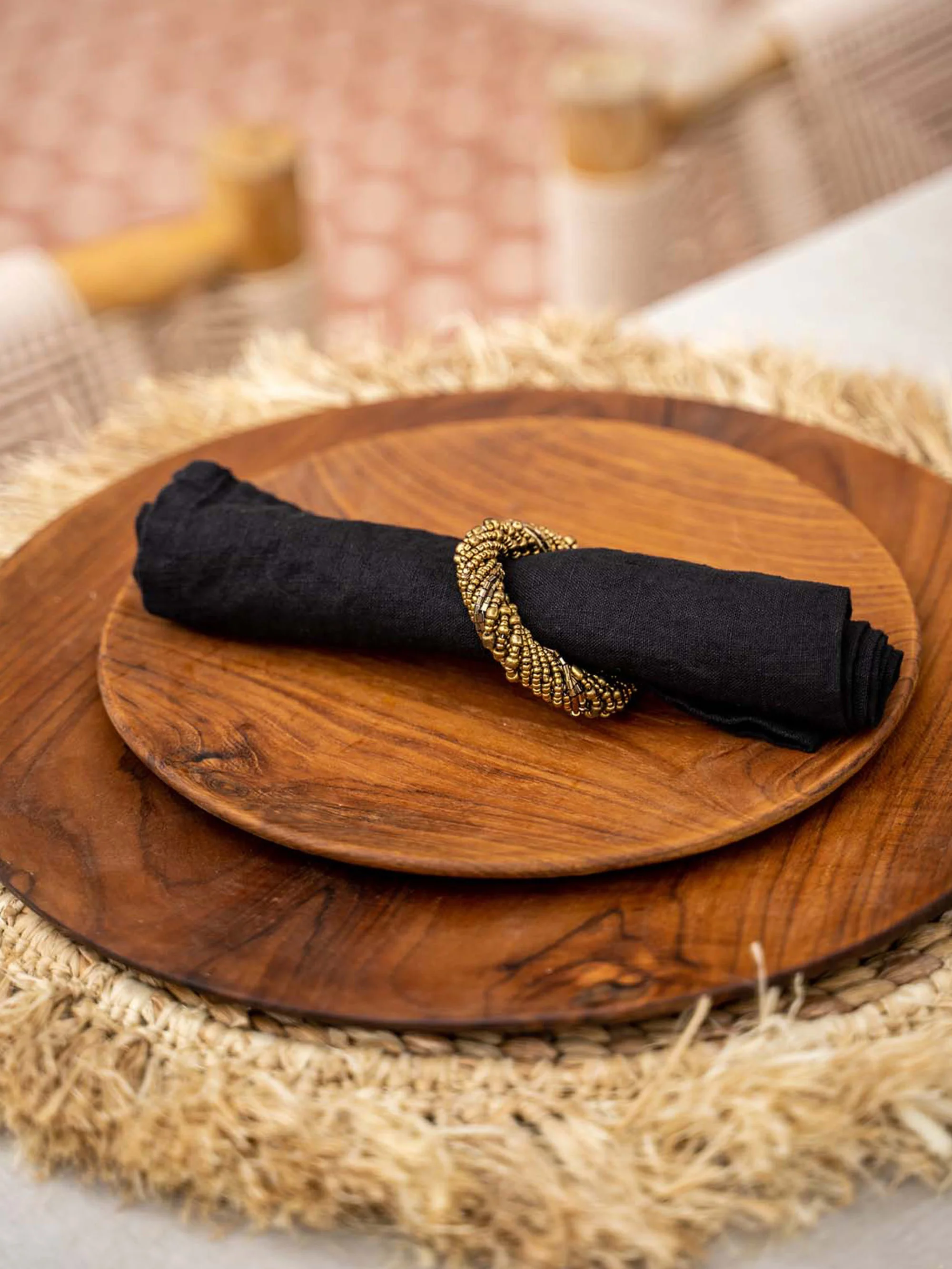 Handgeweven servetring Beaded