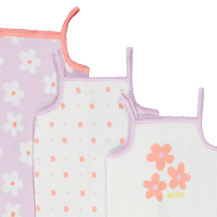 Lot de 7 bodies à bretelles motifs fleuris pour bébé fille - Ecru