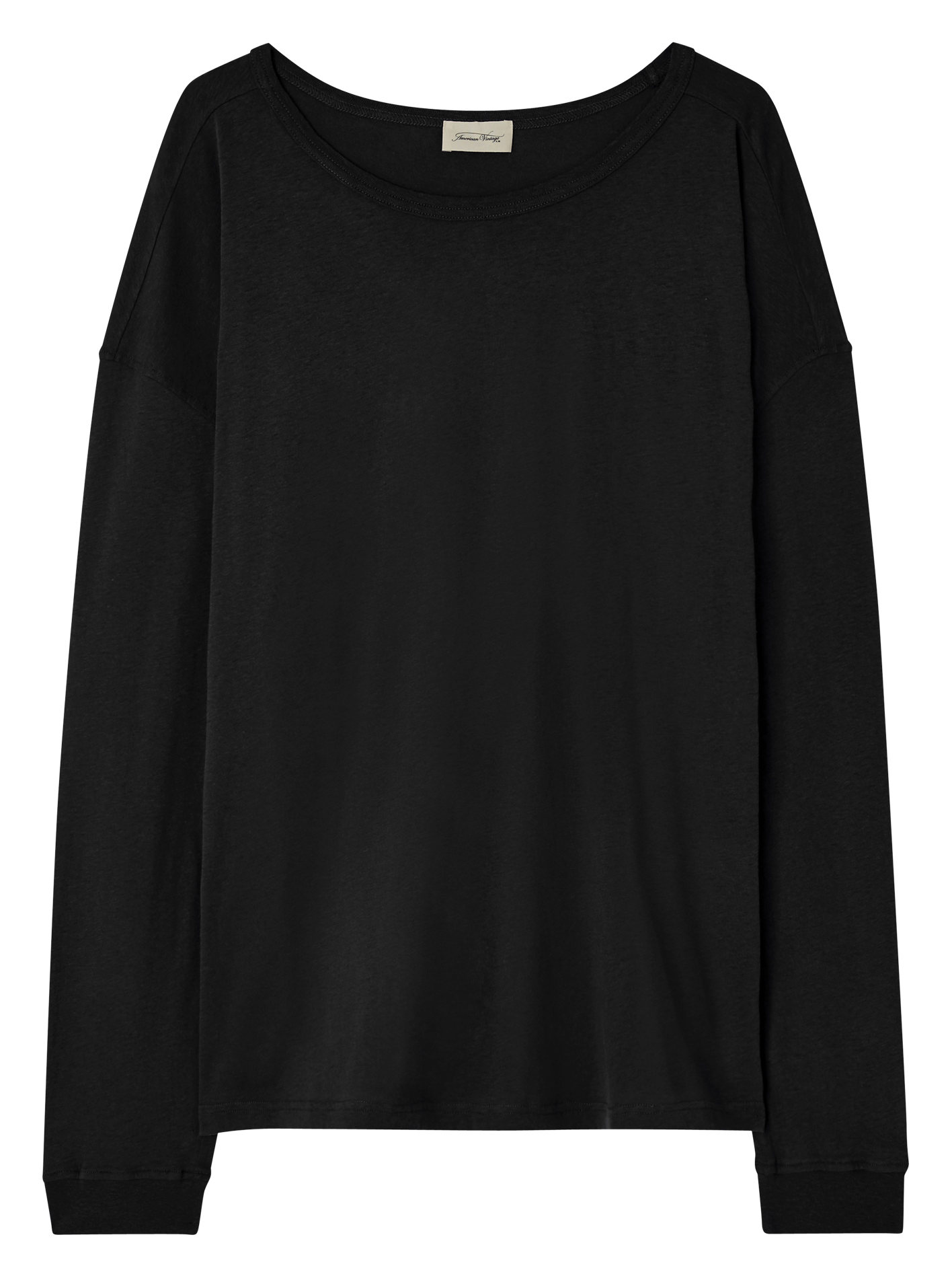 GAMIPY - Tee-shirt droit à bords-côtes en coton | Noir
