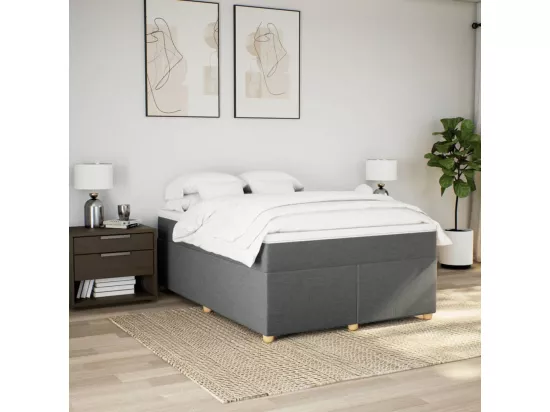 Sommier à lattes de lit avec matelas Gris foncé 140x190cm Tissu