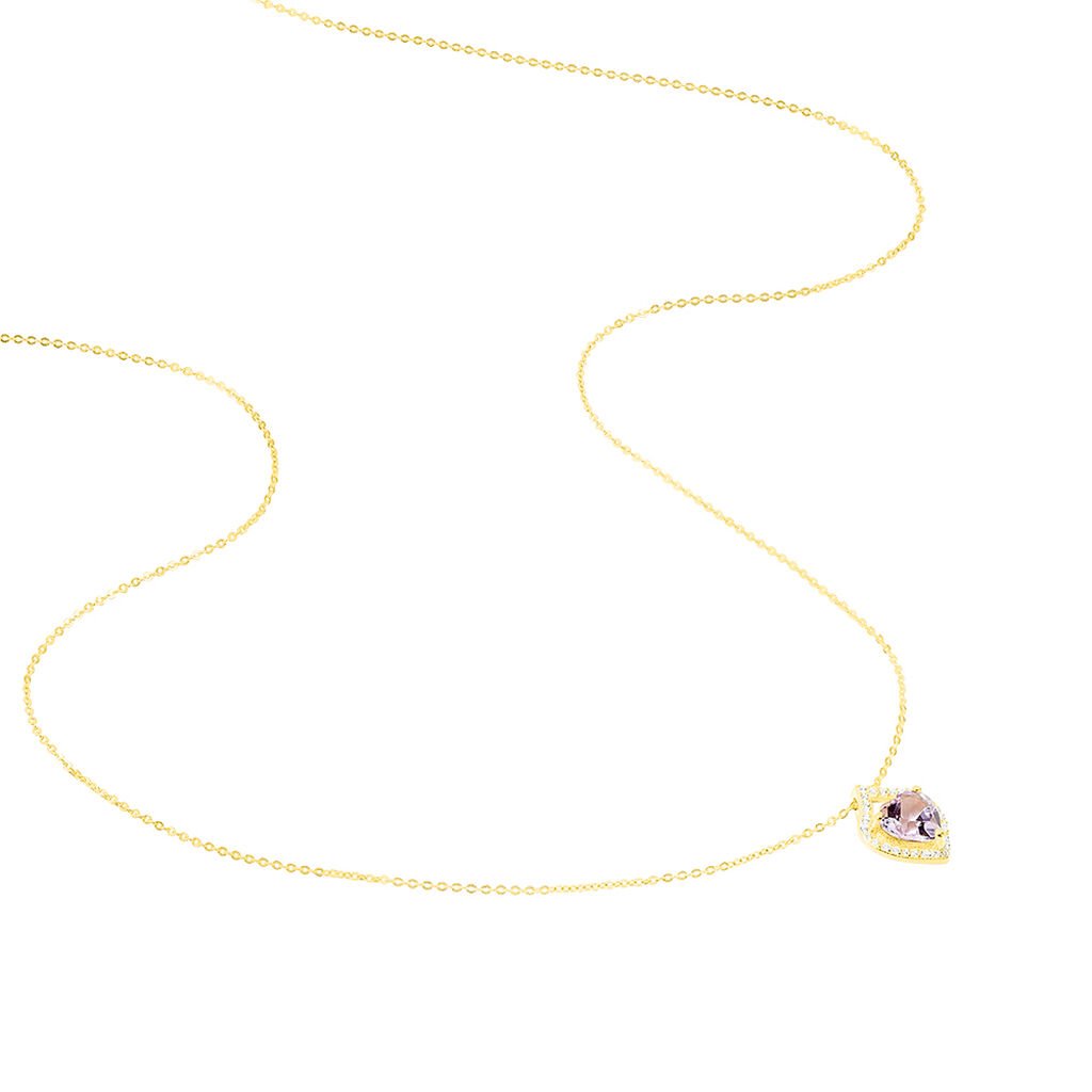 Collier Rosaline Or Jaune Amethyste Et Oxyde De Zirconium
