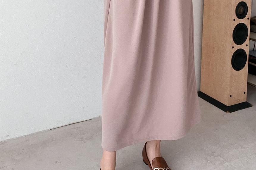 Chubby Girl - 3/4-mouw effen losse midi-jurk