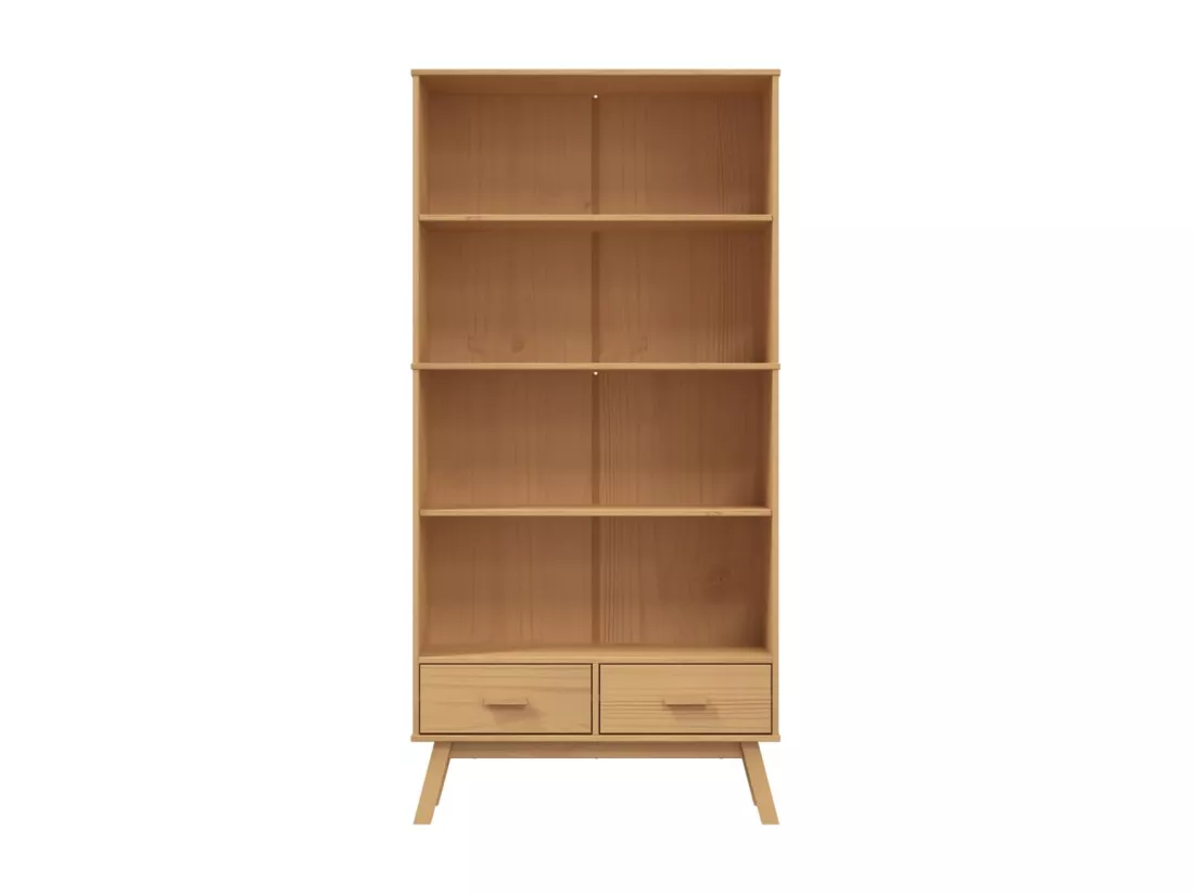 Bibliothèque à 4 niveaux OLDEN marron bois de pin massif