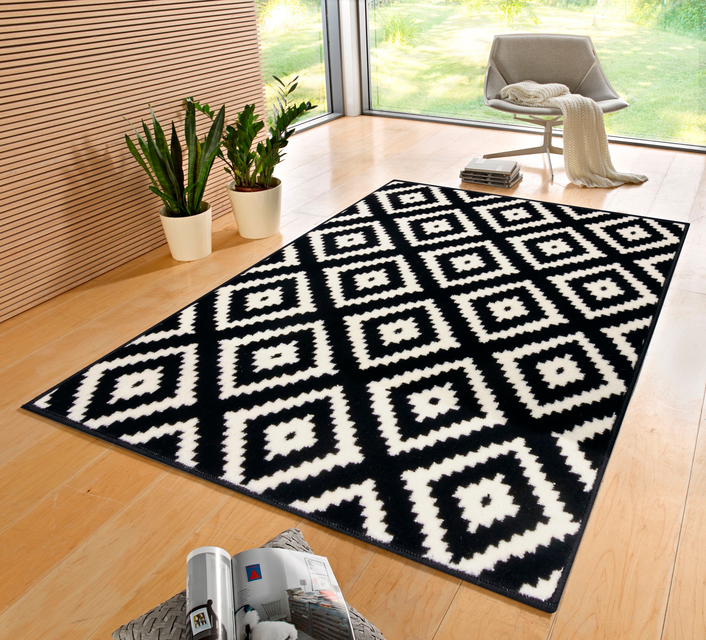 HANSE Home Teppich »Raute« rechteckig 9 mm Höhe Läufer, Kurzflor, Skandi, Raute, Wohnzimmer, Schlafzimmer, Flur