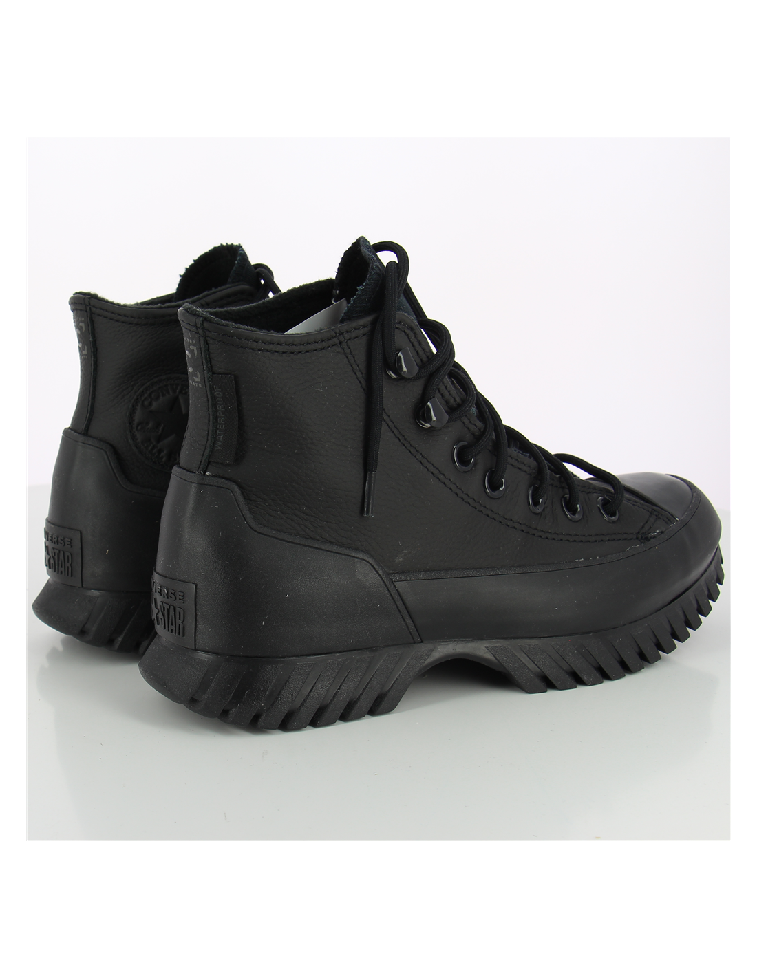 converse sneakers compensées montantes femme lugged winter 2.0 hi mono cuir noir